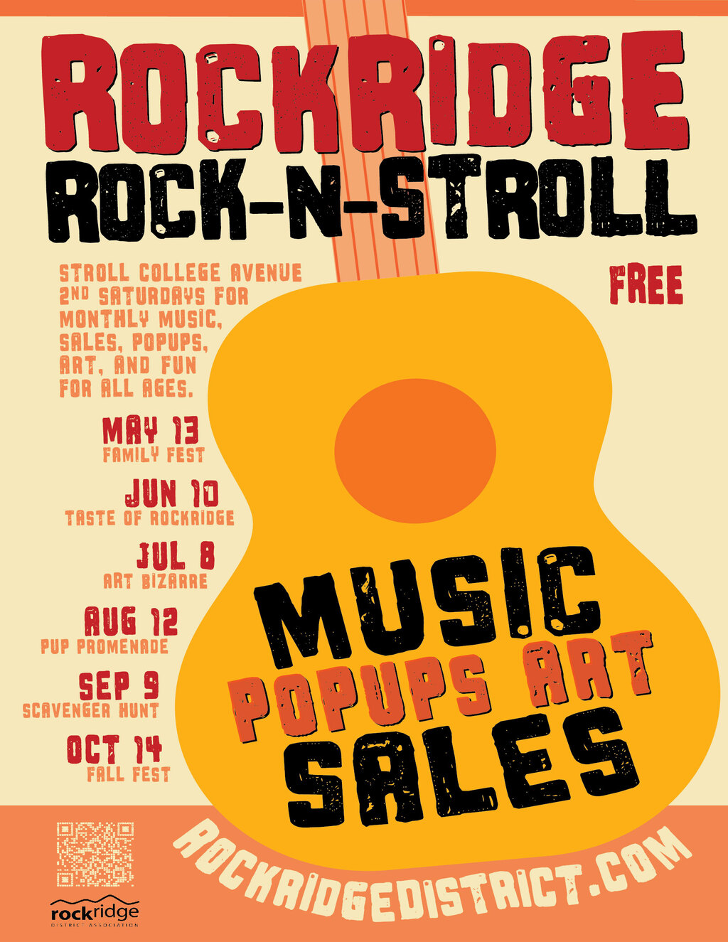  Rock N Stroll 2nd Saturdays in Rockridge promotion flier on Digifli com