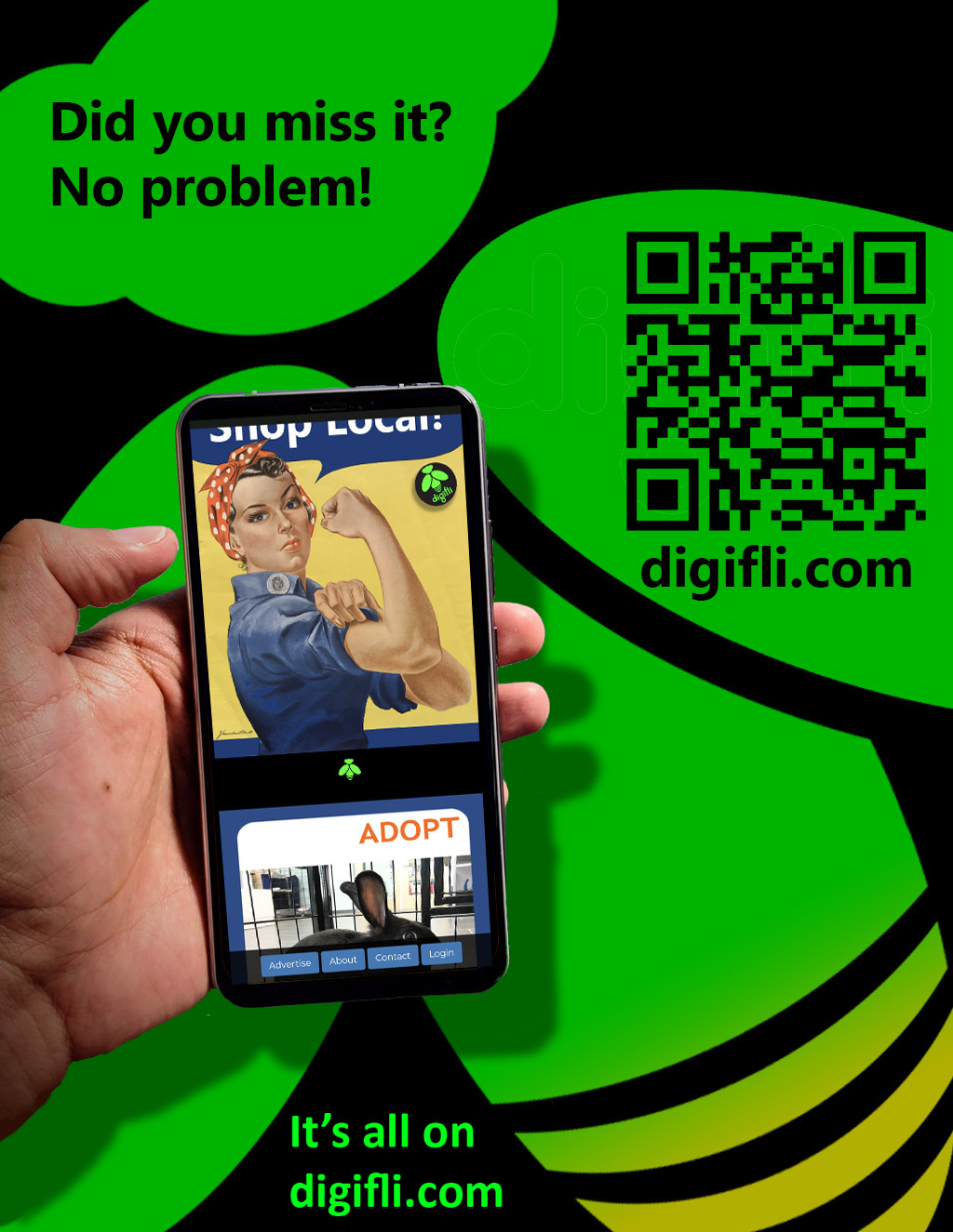 Digifli Community Bulletin Boards Miss Something  Digifli com Has You Covered  promotion flier on Digifli com
