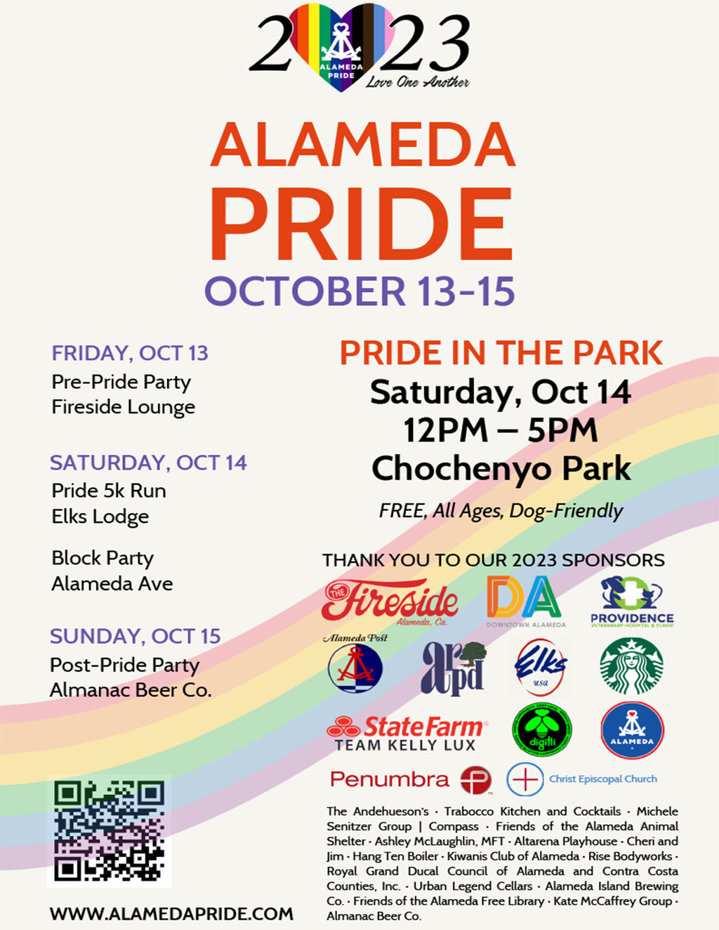 Digifli Community Bulletin Boards Alameda PRIDE  Love One Another promotion flier on Digifli com