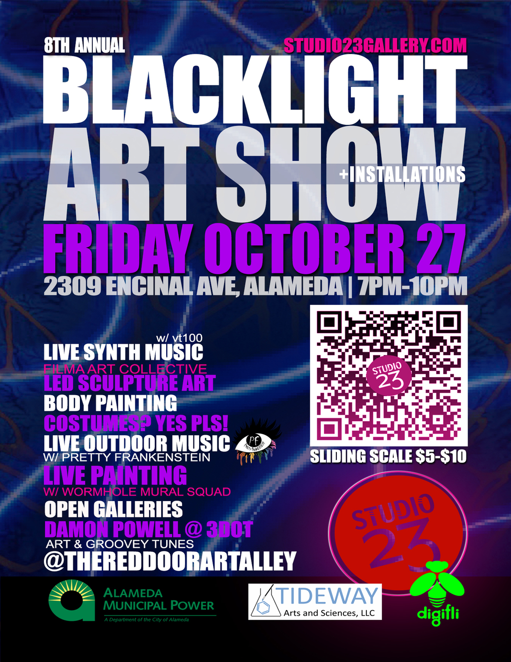 Digifli Community Bulletin Boards 8th Annual Blacklight Installations  promotion flier on Digifli com