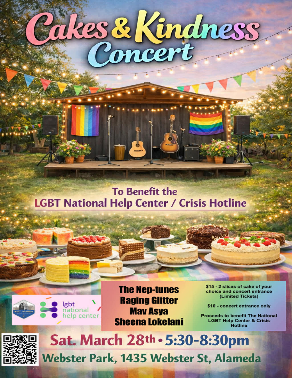 Digifli Webster Park  Alameda  Cakes   Kindness Concert promotion flier on Digifli com