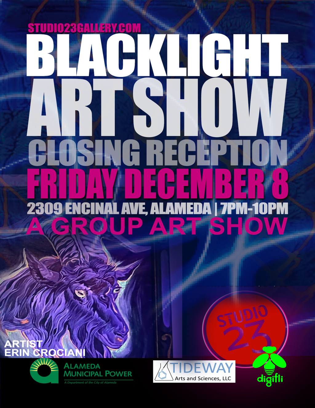 Digifli Community Bulletin Boards The Blacklight Closing Reception promotion flier on Digifli com