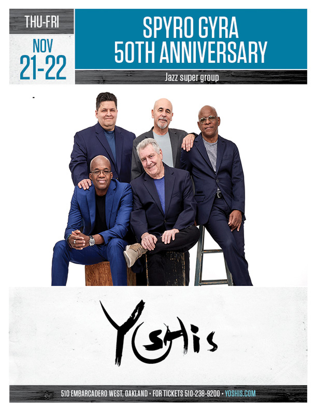 Yoshi s Celebrate Five Decades of Smooth Sounds at Yoshi s Oakland  promotion flier on Digifli com