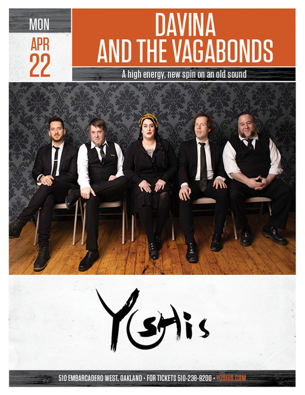 Yoshi s Bolden Your Night with MON DAVINA APR AND THE VAGABONDS at Yoshi s promotion flier on Digifli com