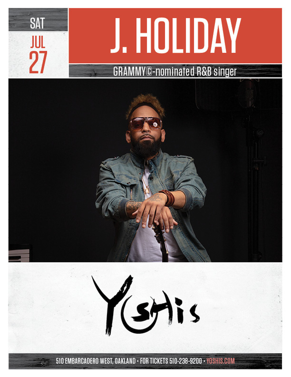 Yoshi s Get Ready for an Unforgettable Night with J  Holiday at Yoshi s  promotion flier on Digifli com