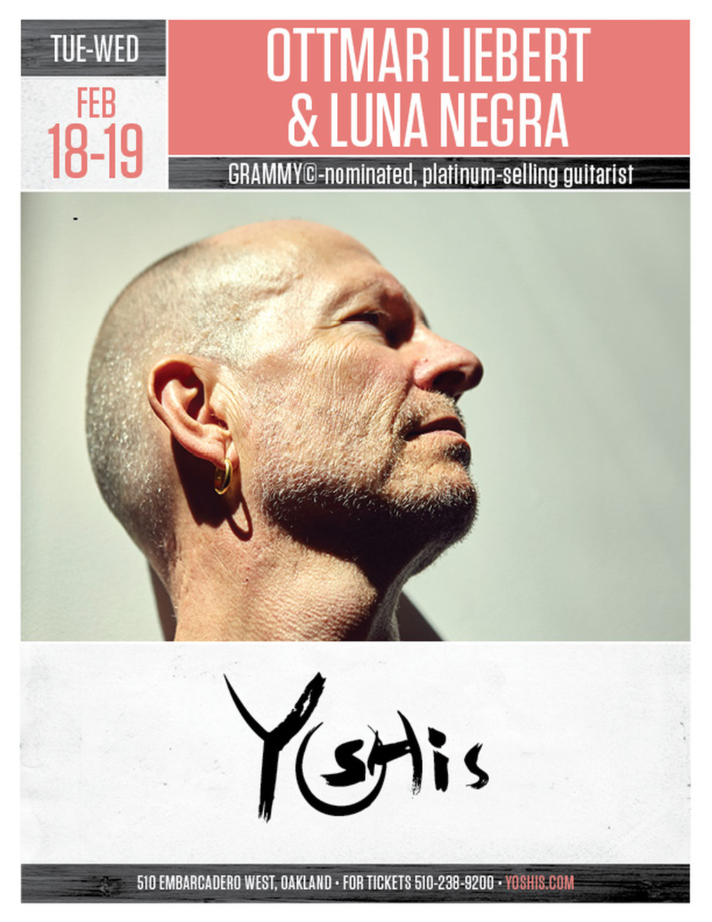 Yoshi s Experience a Musical Journey at Yoshi s Oakland  Ottmar Lieber   Luna Negra  promotion flier on Digifli com