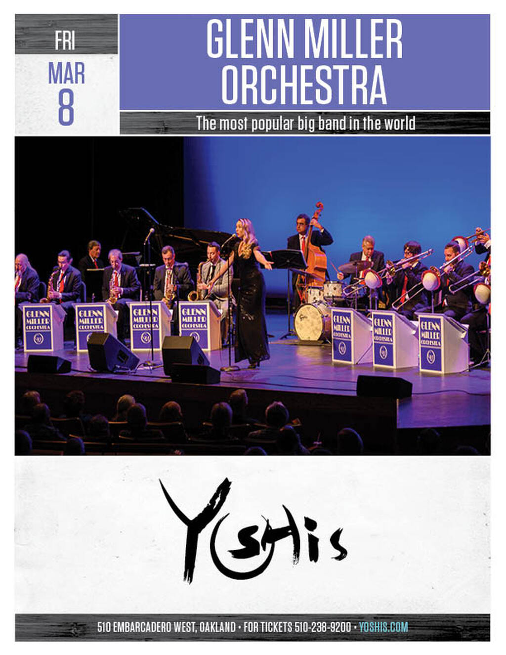 Yoshi s The Legendary Glenn Miller Orchestra Comes to Yoshi s promotion flier on Digifli com