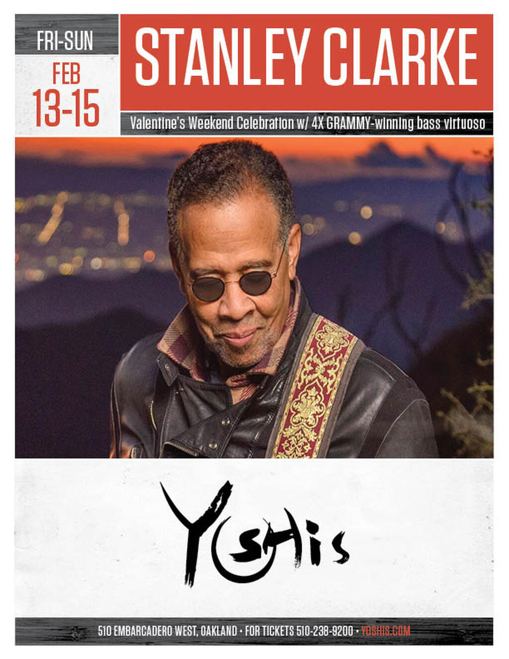 Yoshi s Yoshi s  Oakland  Valentine s Weekend Celebration with Stanley Clarke promotion flier on Digifli com