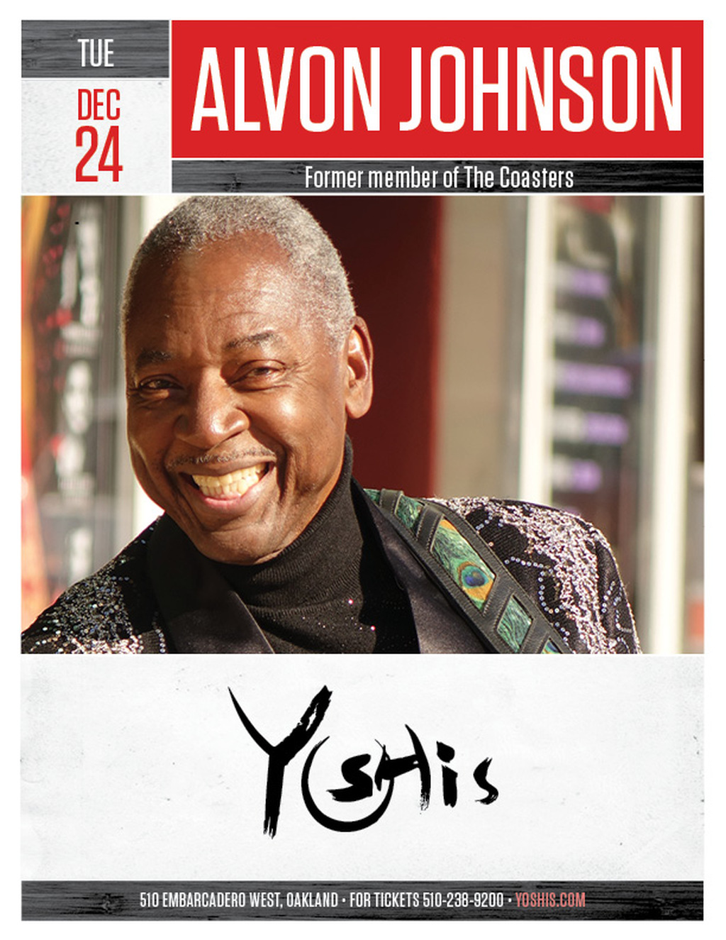 Yoshi s Catch the Soulful Vibes of Alvon Johnson at Yoshi s Oakland  promotion flier on Digifli com