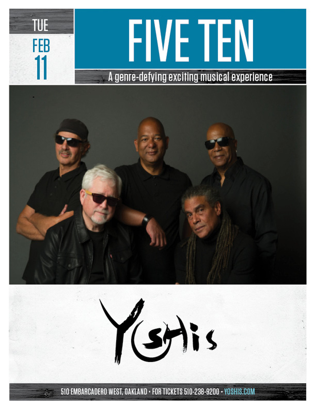 Yoshi s Unleash the Vibe  Experience Five Ten at Yoshi s Oakland  promotion flier on Digifli com