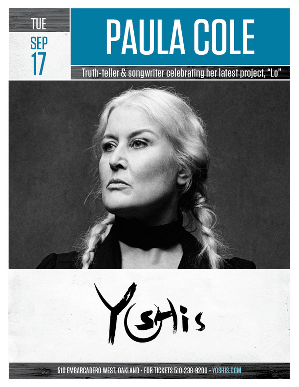 Yoshi s A Night with Paula Cole at Yoshi s  Oakland   Don   t Miss It  promotion flier on Digifli com