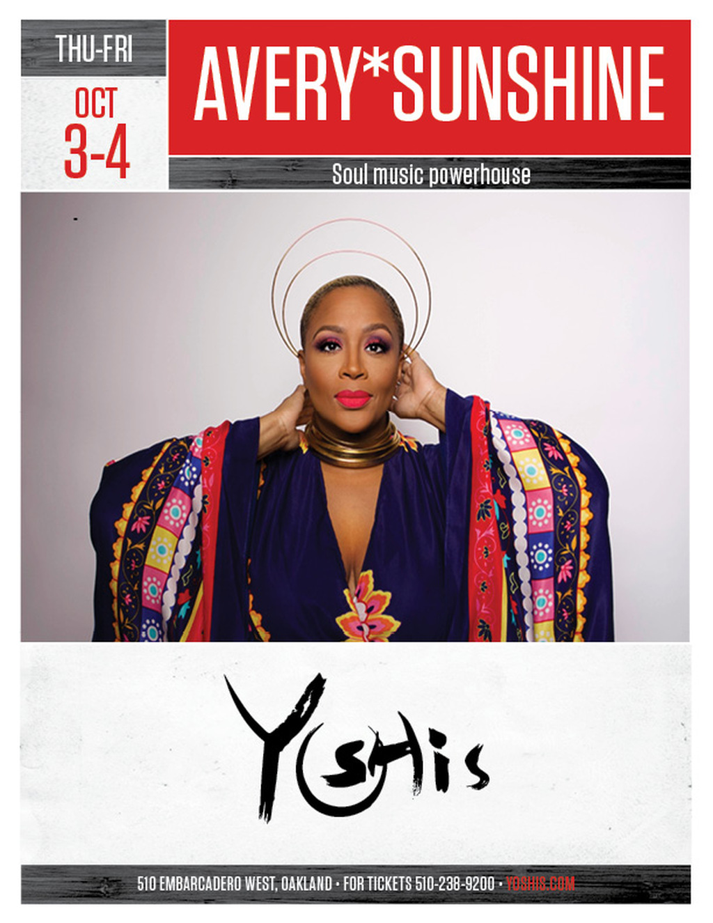 Yoshi s Experience Soul Uplift in Oakland  Avery Sunshine at Yoshi   s promotion flier on Digifli com