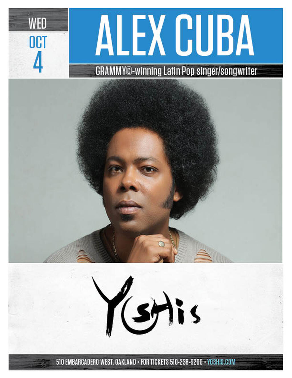 Yoshi s Alex Cuba is Coming to Yoshi s Oakland  promotion flier on Digifli com