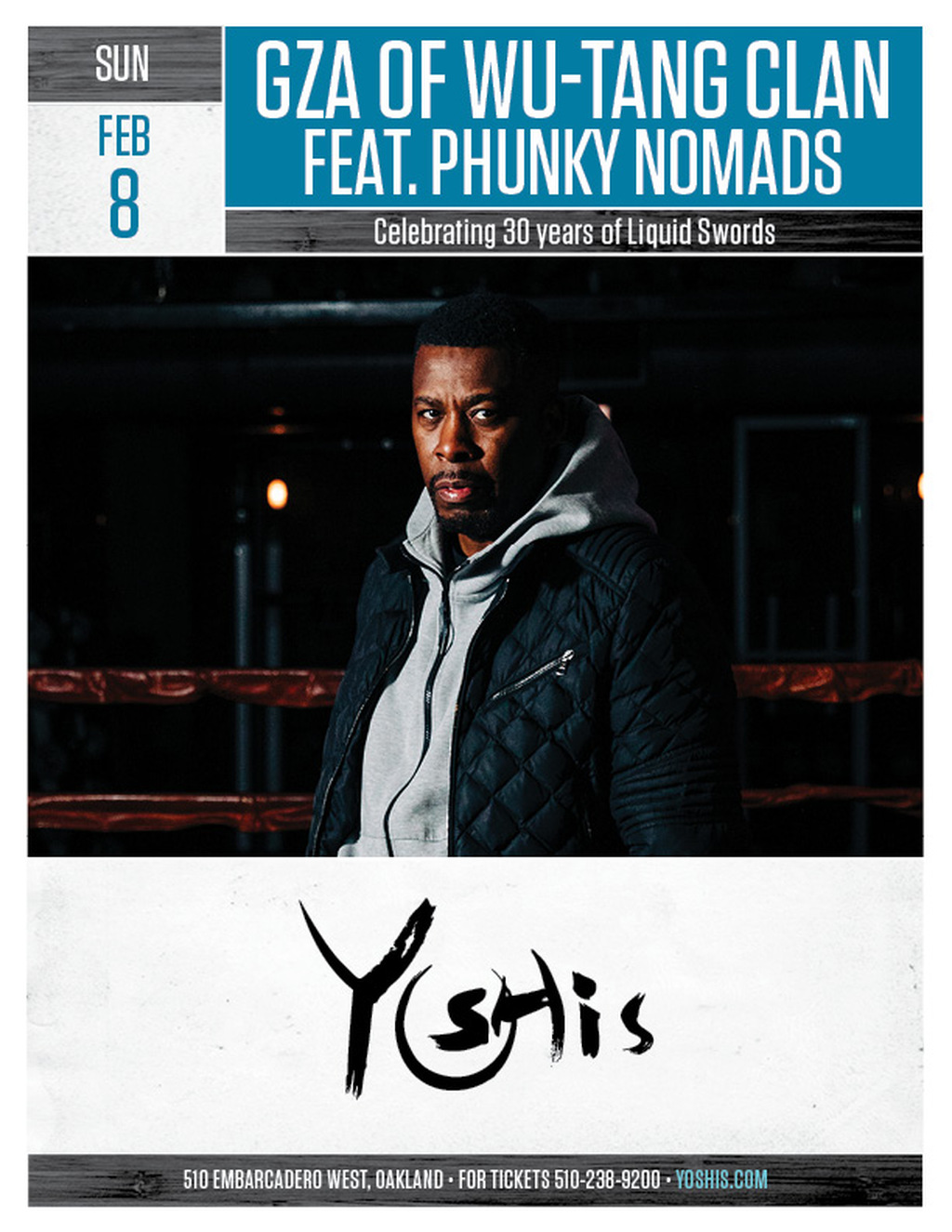 Yoshi s Yoshi s Oakland  GZA of Wu Tang Clan Performance promotion flier on Digifli com