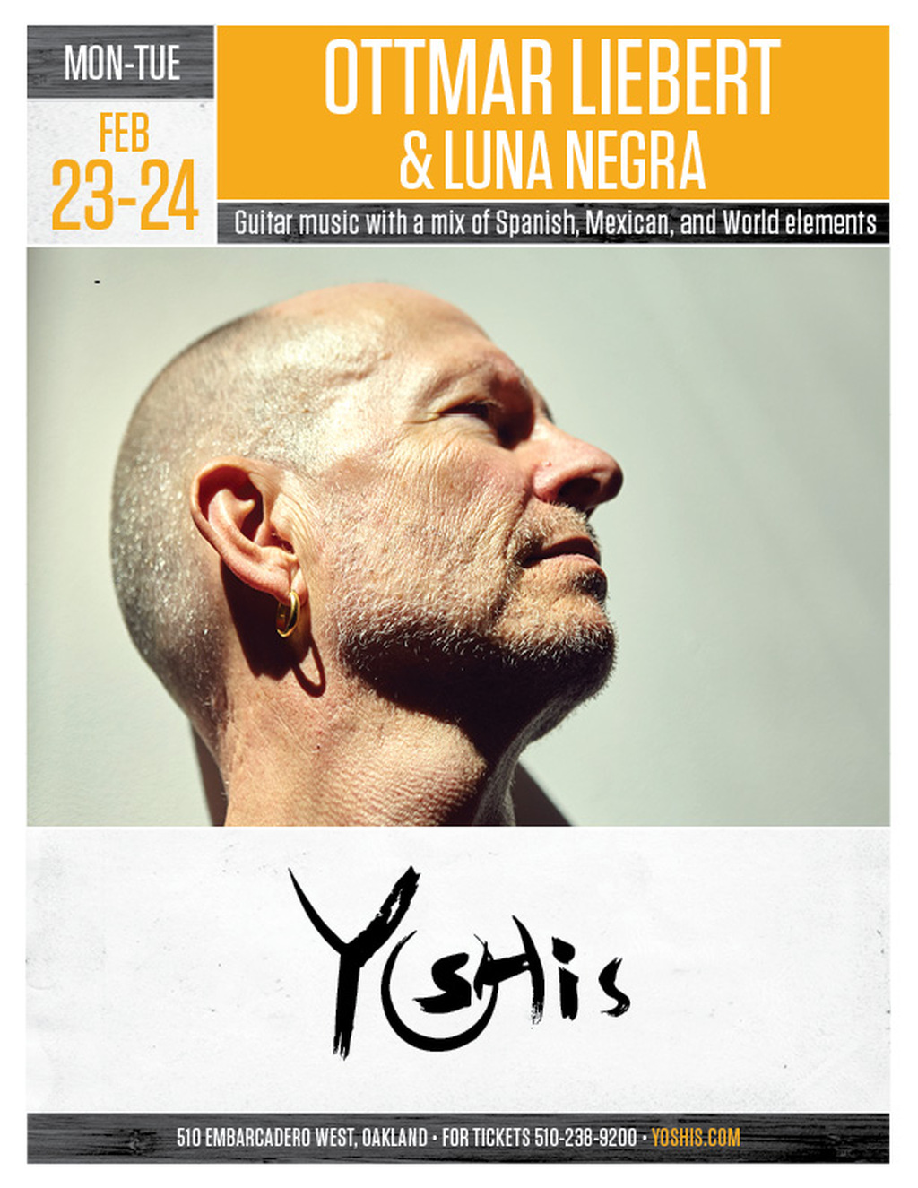 Yoshi s Yoshi s  Oakland  Ottmar Liebert   Luna Negra Concert promotion flier on Digifli com
