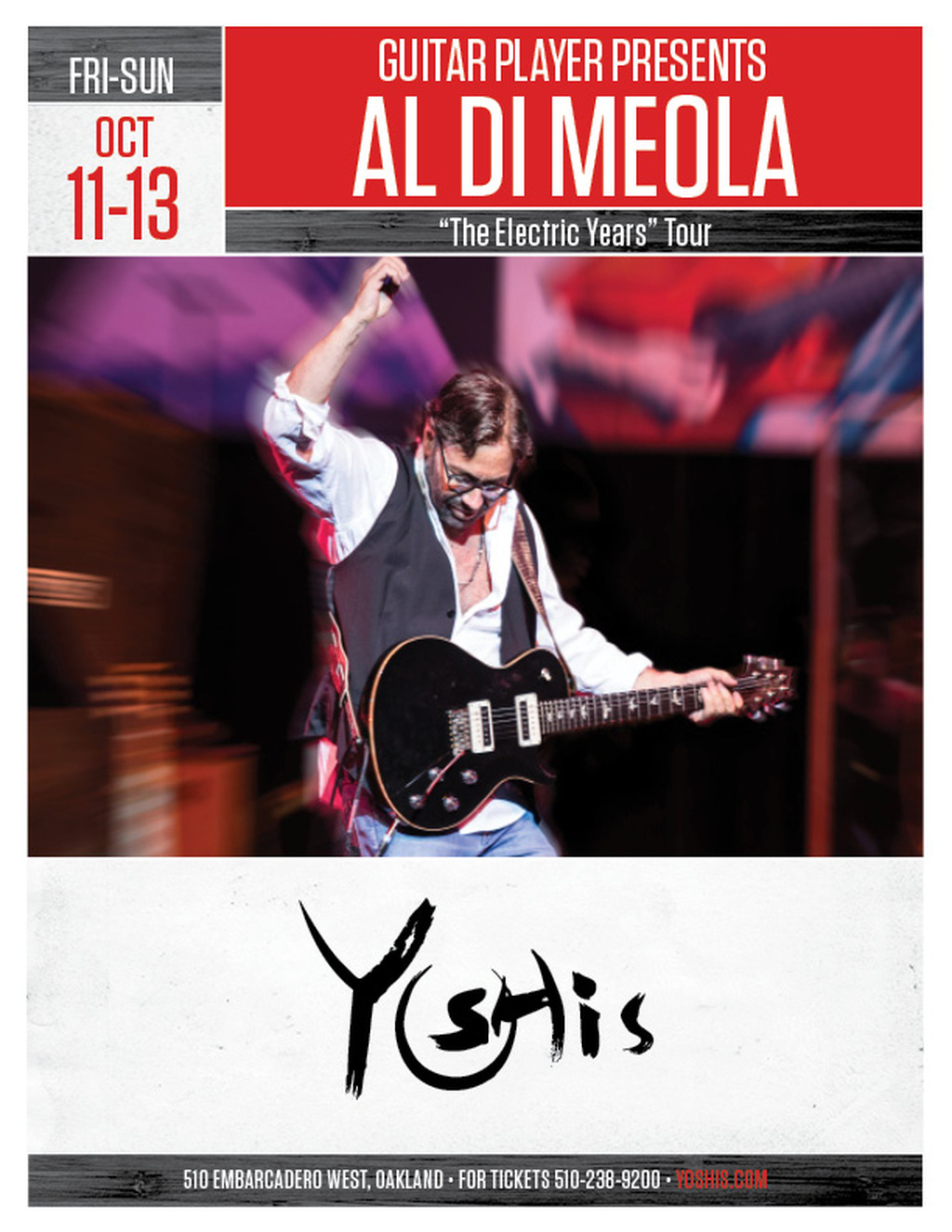 Yoshi s Electrify Your October  Al Di Meola Rocks Yoshi s in Oakland promotion flier on Digifli com