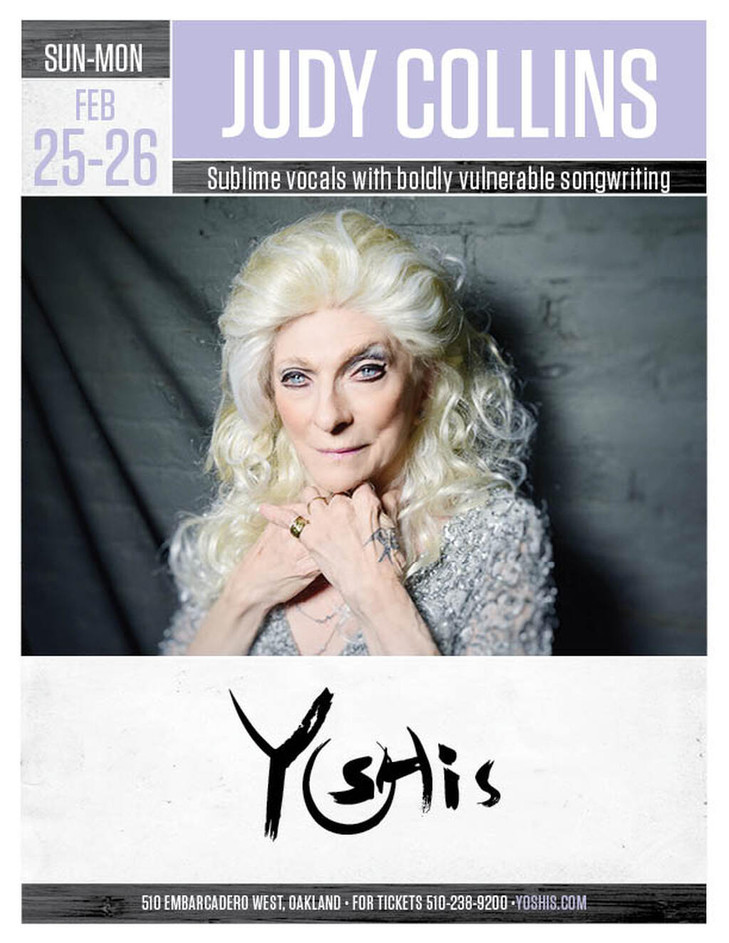 Yoshi s FEB Concert at Yoshi s featuring Judy Gullins promotion flier on Digifli com