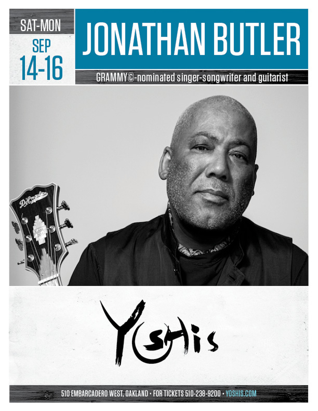 Yoshi s Get Ready for a Jazzy Weekend with Jonathan Butler at Yoshi s  Oakland promotion flier on Digifli com