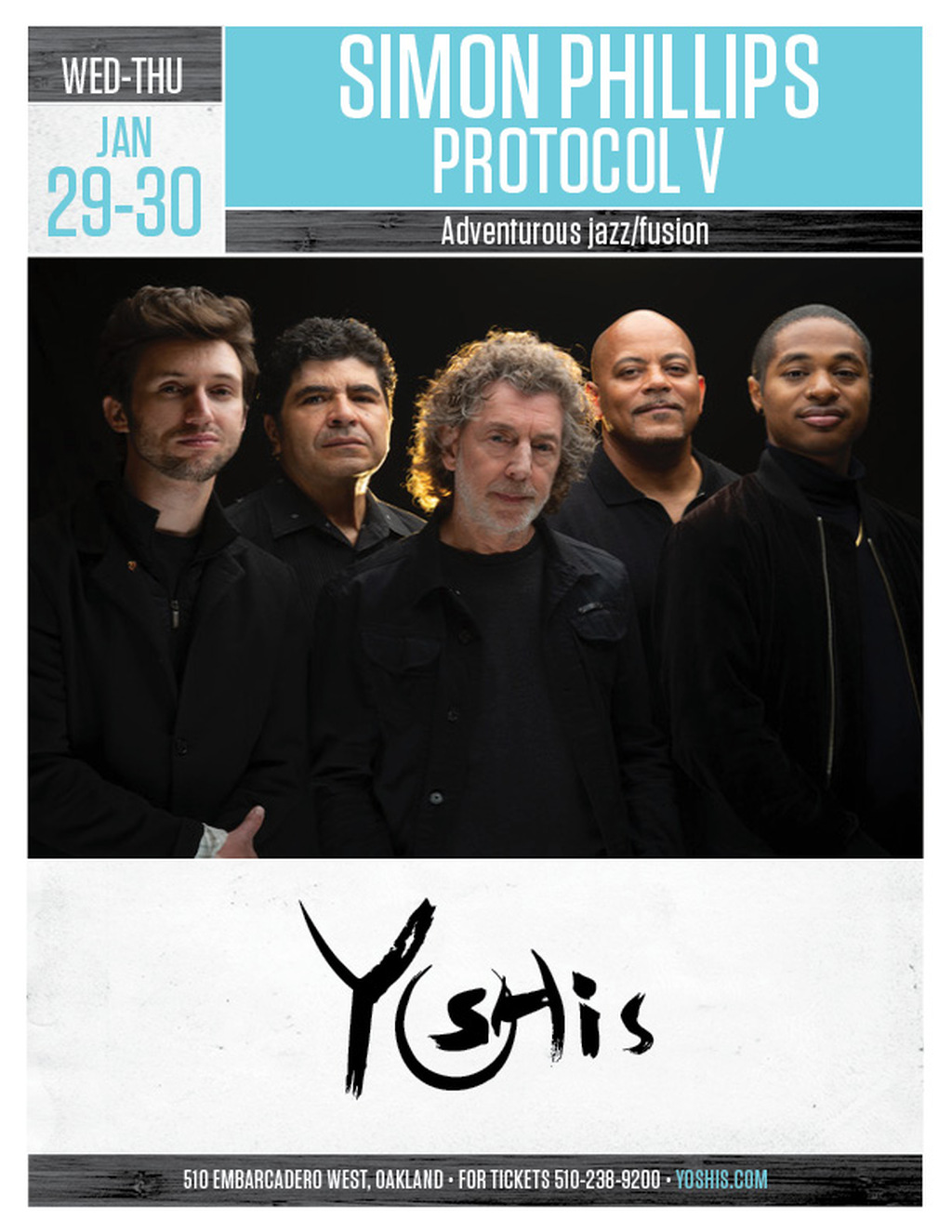 Yoshi s Jazz Fusion Delights Await at Yoshi s Oakland  Get Ready for Simon Phillips Protocol V  promotion flier on Digifli com