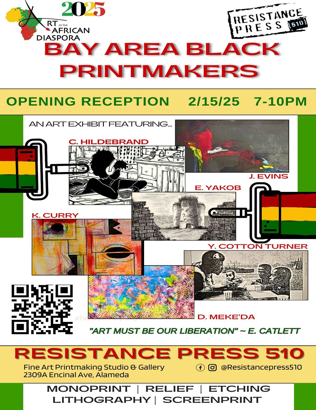 the Red Door gallery Art Takes Center Stage  Bay Area Black Printmakers at Resistance Press in Alameda promotion flier on Digifli com