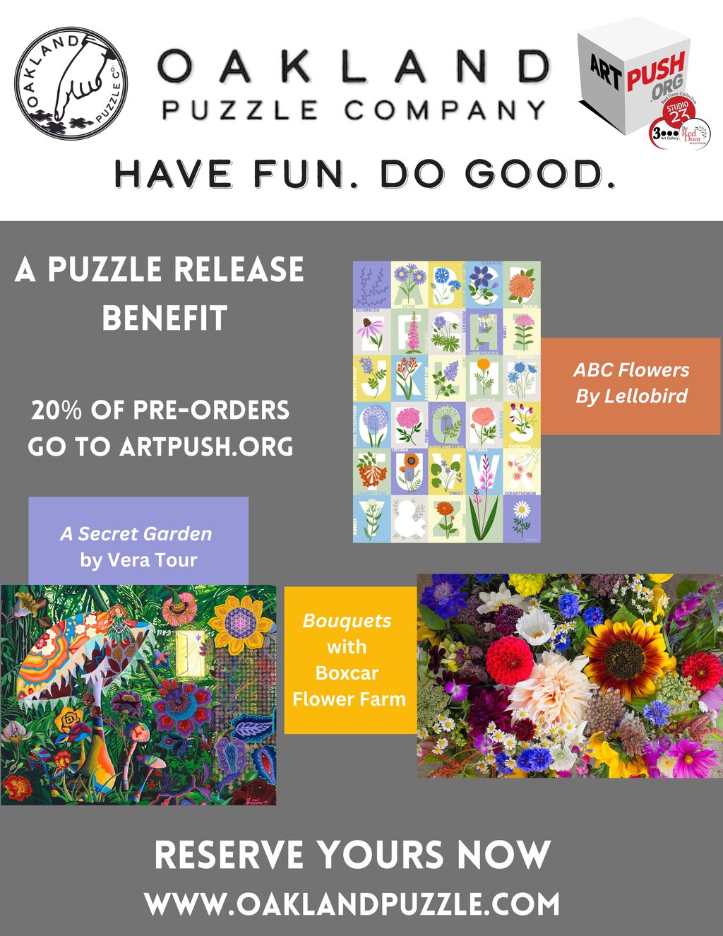  Have Fun and Do Good with OAKLAND ORG Puzzle Company promotion flier on Digifli com