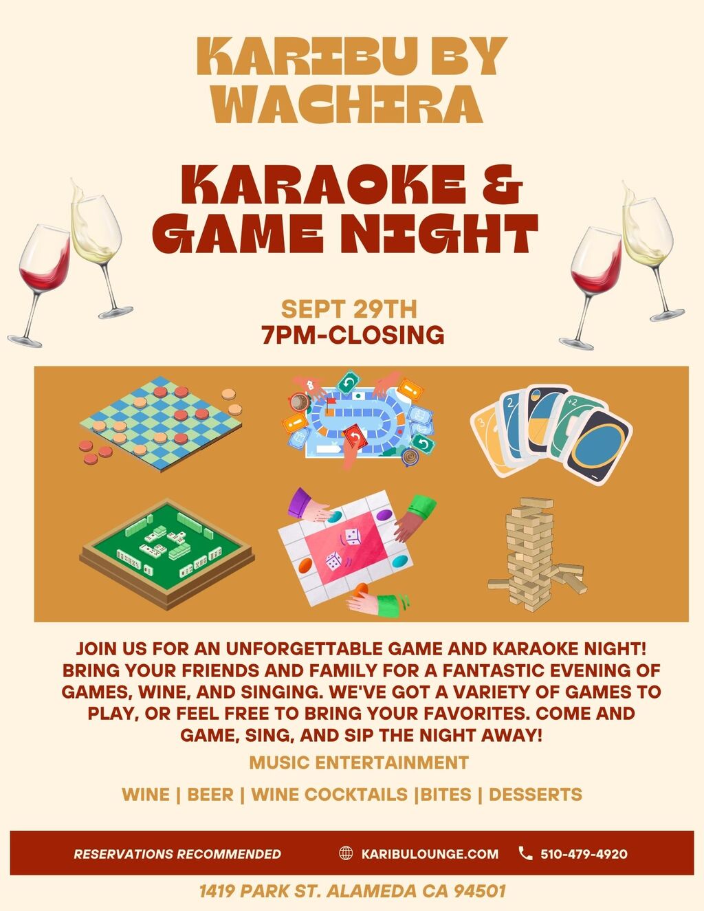 KARIBU by Wachira Game and Karaoke Night at KARIBU promotion flier on Digifli com