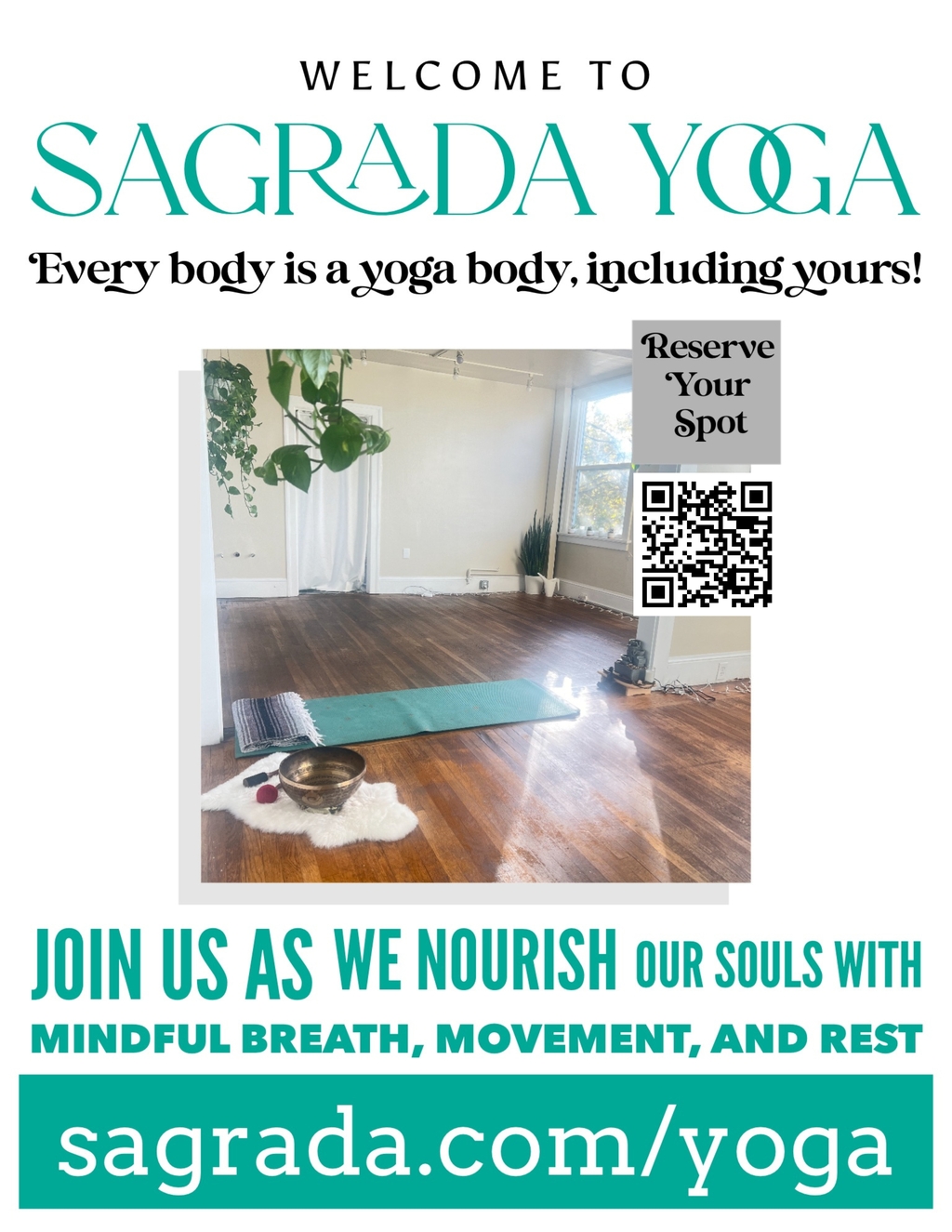 Sagrada Sacred Arts Welcome to Sagrada Yoga  promotion flier on Digifli com