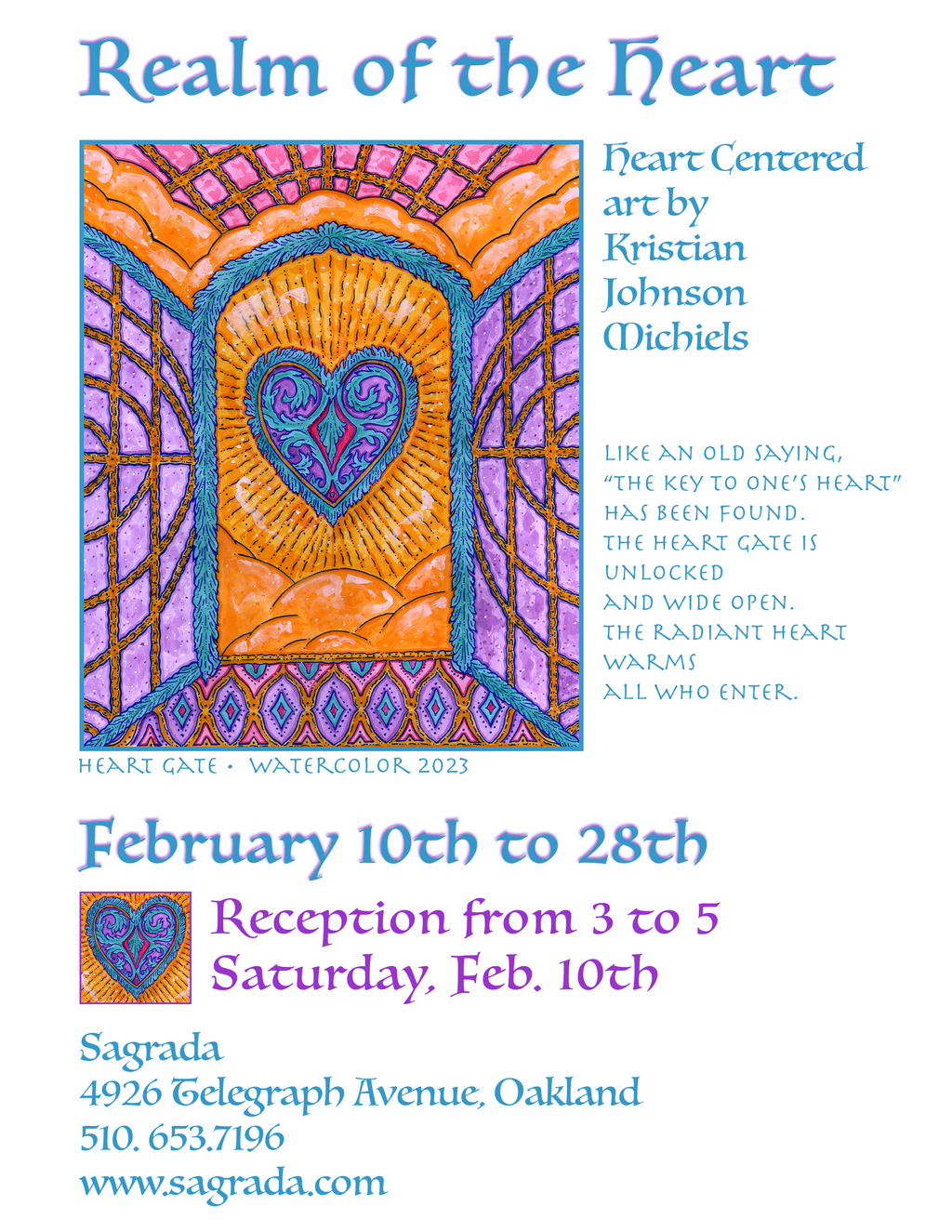 Sagrada Sacred Arts Realm of the Heart  An Art Exhibition by Kristian Johnson promotion flier on Digifli com