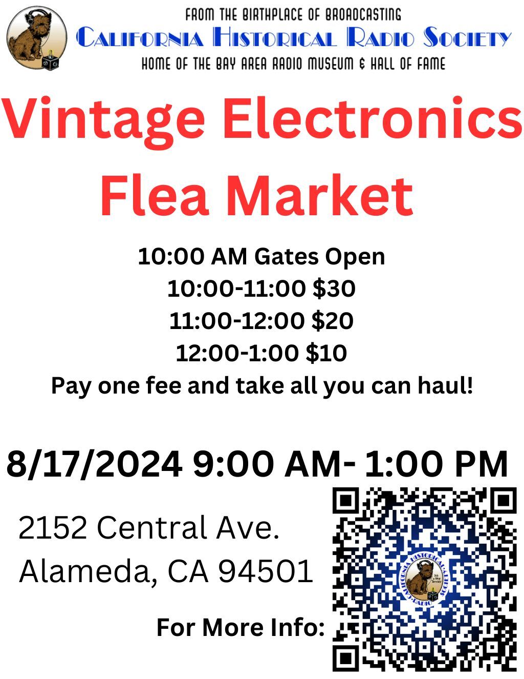 California Historical Radio Society Discover Treasures at the Vintage Electronics Flea Market  promotion flier on Digifli com