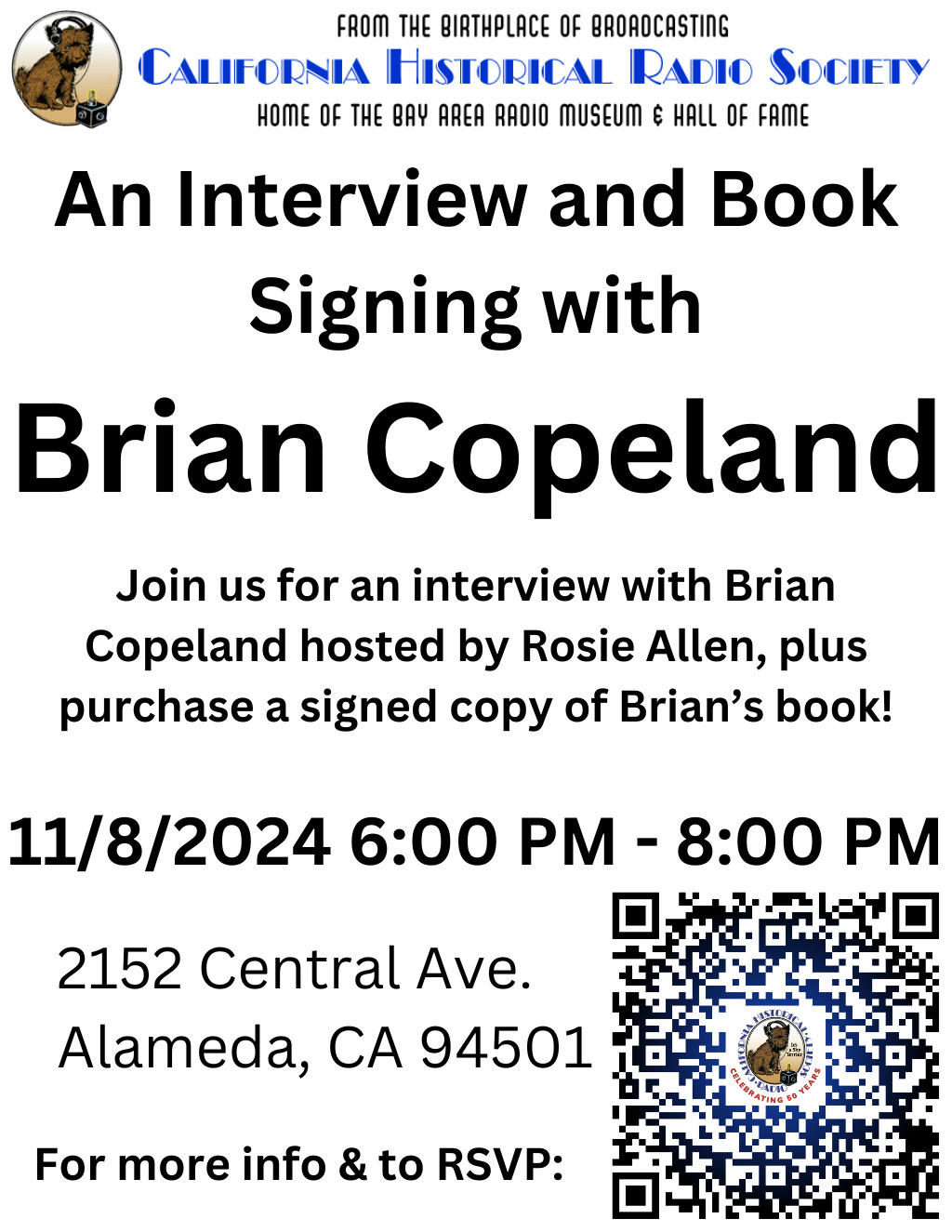 California Historical Radio Society Join the Buzz  An Evening with Brian Copeland at the California Historical Radio Society in Alameda promotion flier on Digifli com