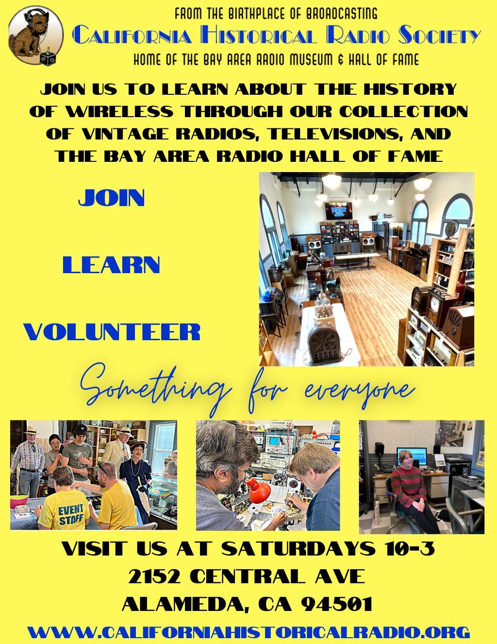 California Historical Radio Society  FROM THE BIRTHPLACE OF BROADCASTING  CALIFORNIA HISTORICAL RADIO SOCIETY promotion flier on Digifli com