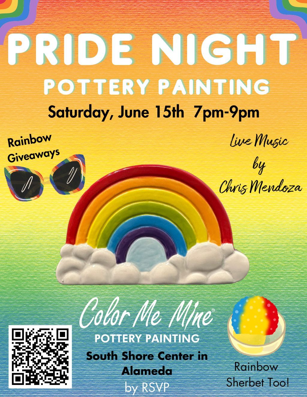 Color Me Mine Celebrate Pride Night with Pottery and Paint at Color Me Mine  promotion flier on Digifli com