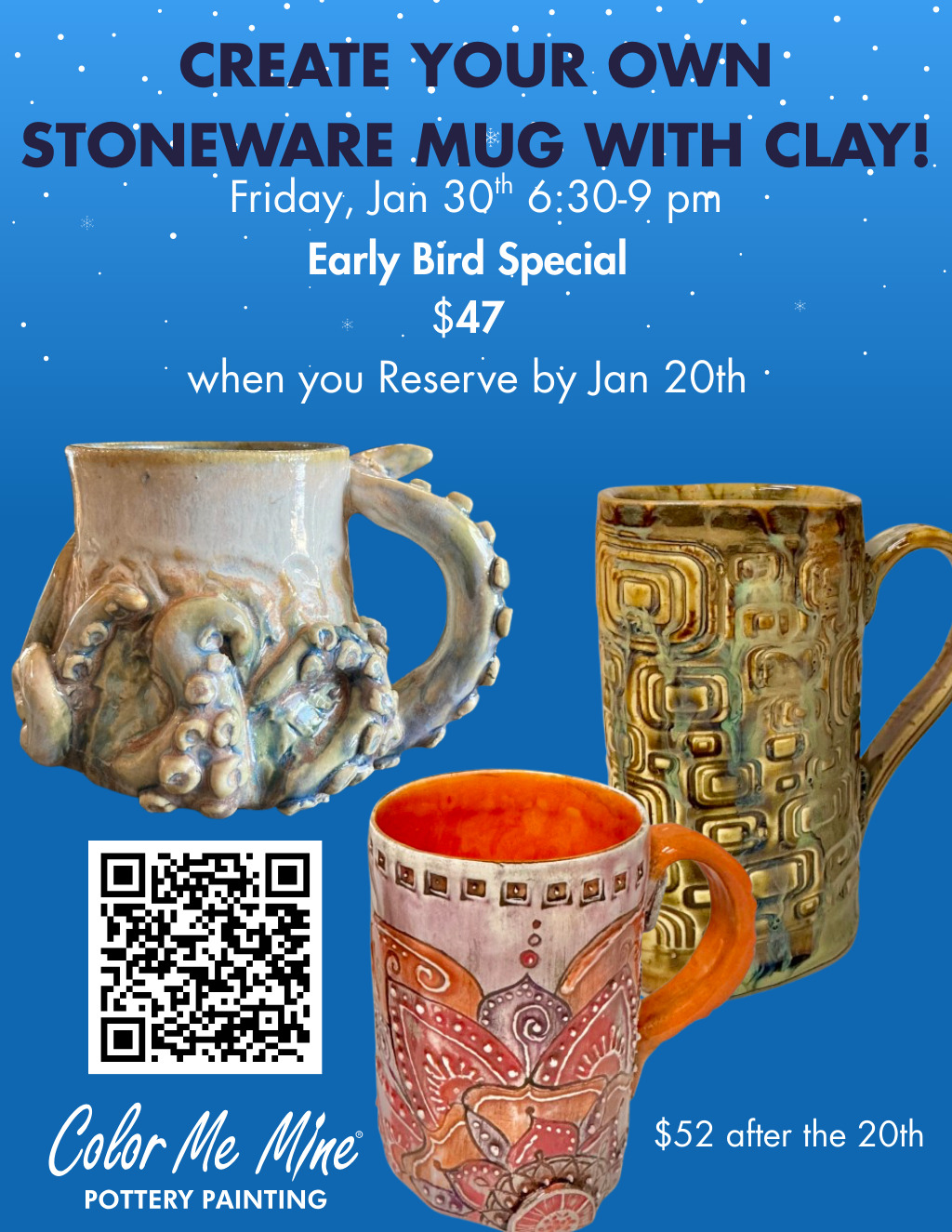 Color Me Mine of Alameda Create Your Own Stoneware Mug with Clay at Color Me Mine  Alameda promotion flier on Digifli com