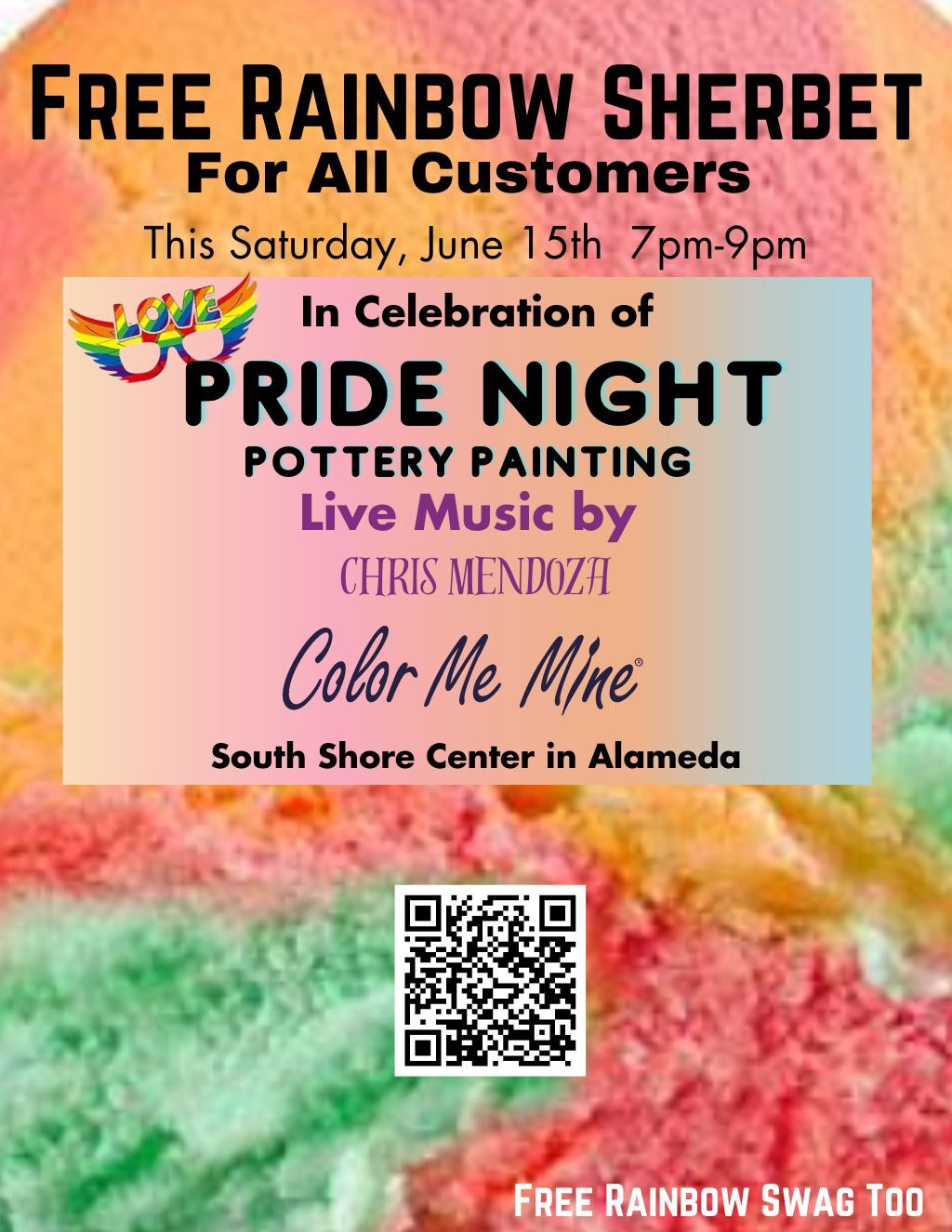 Color Me Mine Celebrate Pride Night with Color Me Mine  promotion flier on Digifli com