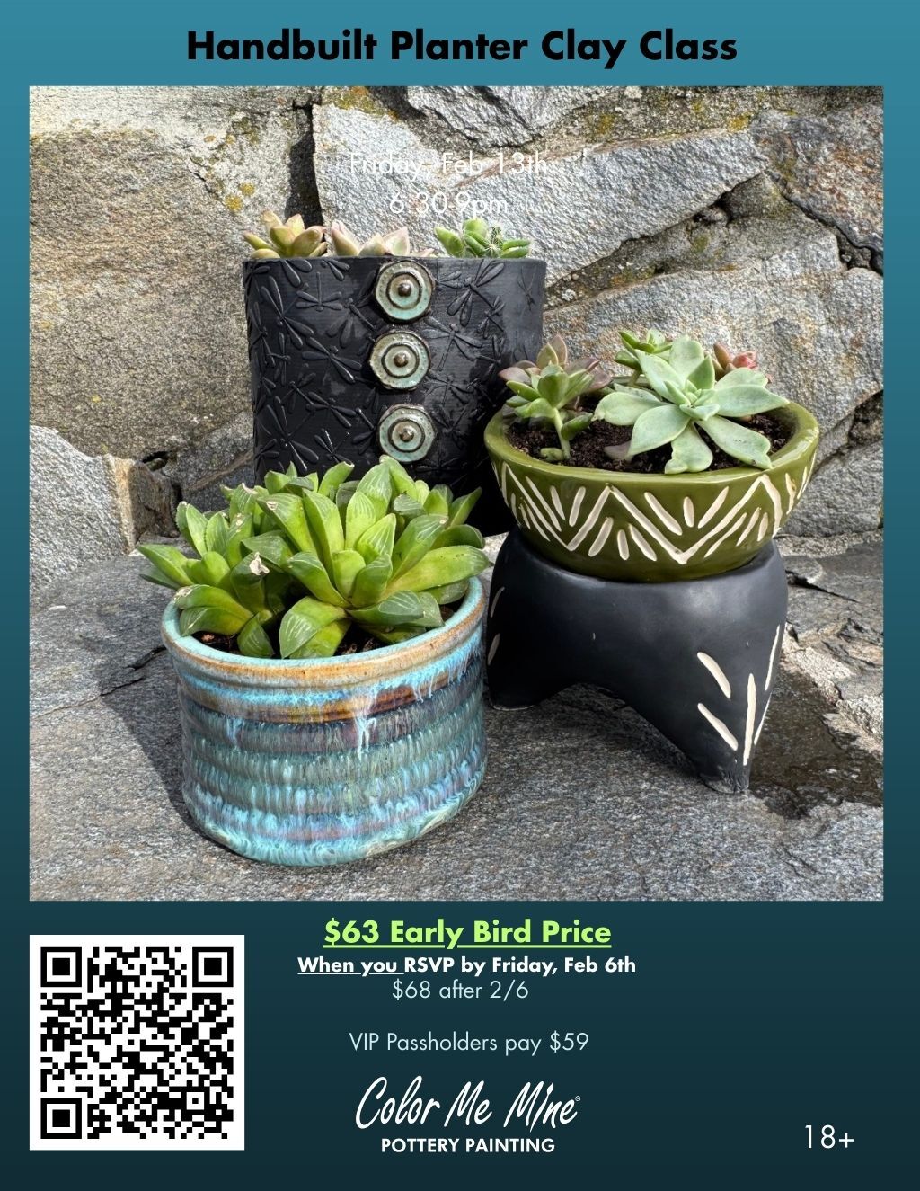 Color Me Mine of Alameda Color Me Mine  Alameda  Handbuilt Planter Clay Class promotion flier on Digifli com