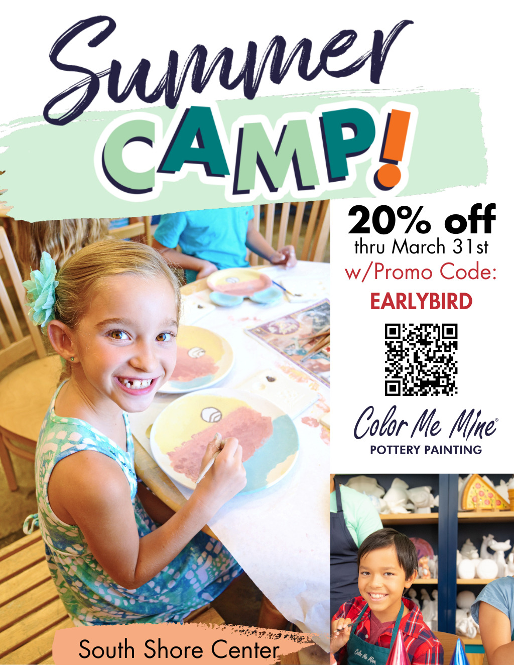 Color Me Mine Sunshine and Creativity  Dive into Summer Camp Fun at Color Me Mine  Alameda  promotion flier on Digifli com