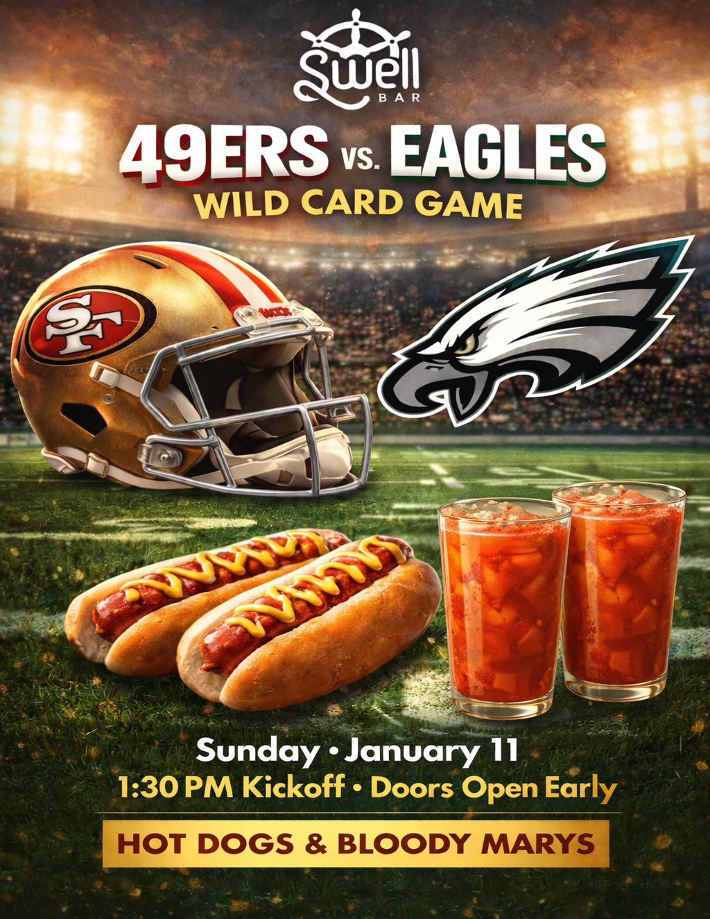  Swell Bar  Wild Card Game Event promotion flier on Digifli com