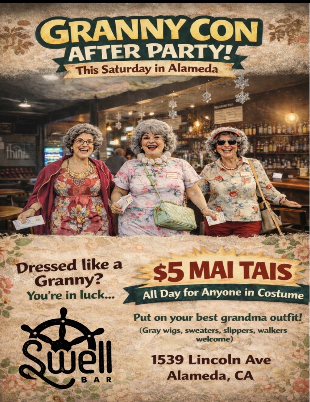  Swell Bar  Alameda  Granny Con After Party promotion flier on Digifli com