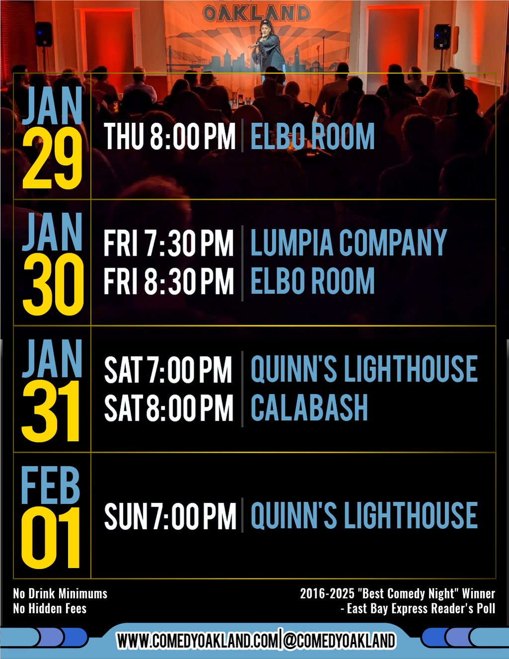 Comedy Oakland Comedy Night at Various Venues  Oakland promotion flier on Digifli com