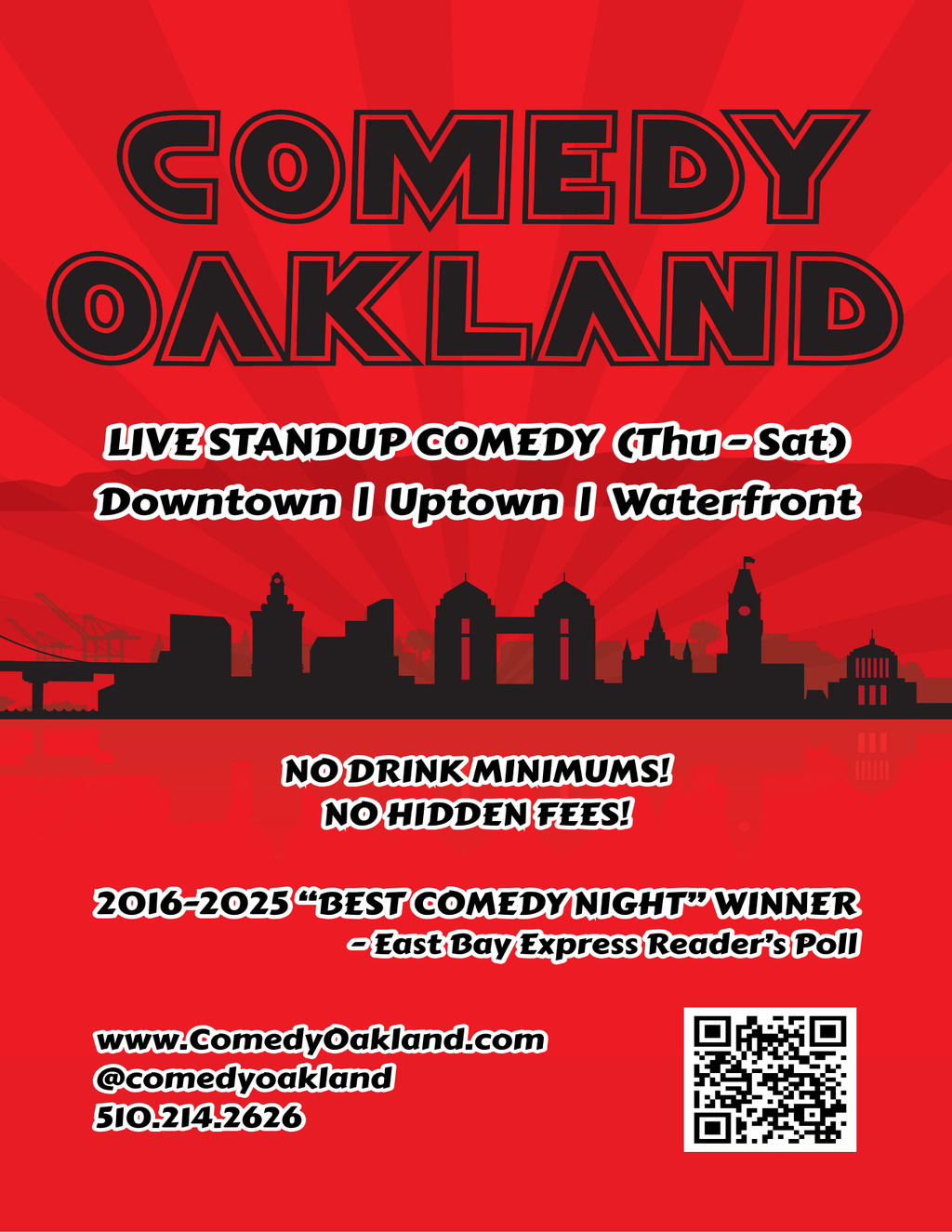 Comedy Oakland Comedy Oakland  Live Standup Comedy in Oakland promotion flier on Digifli com
