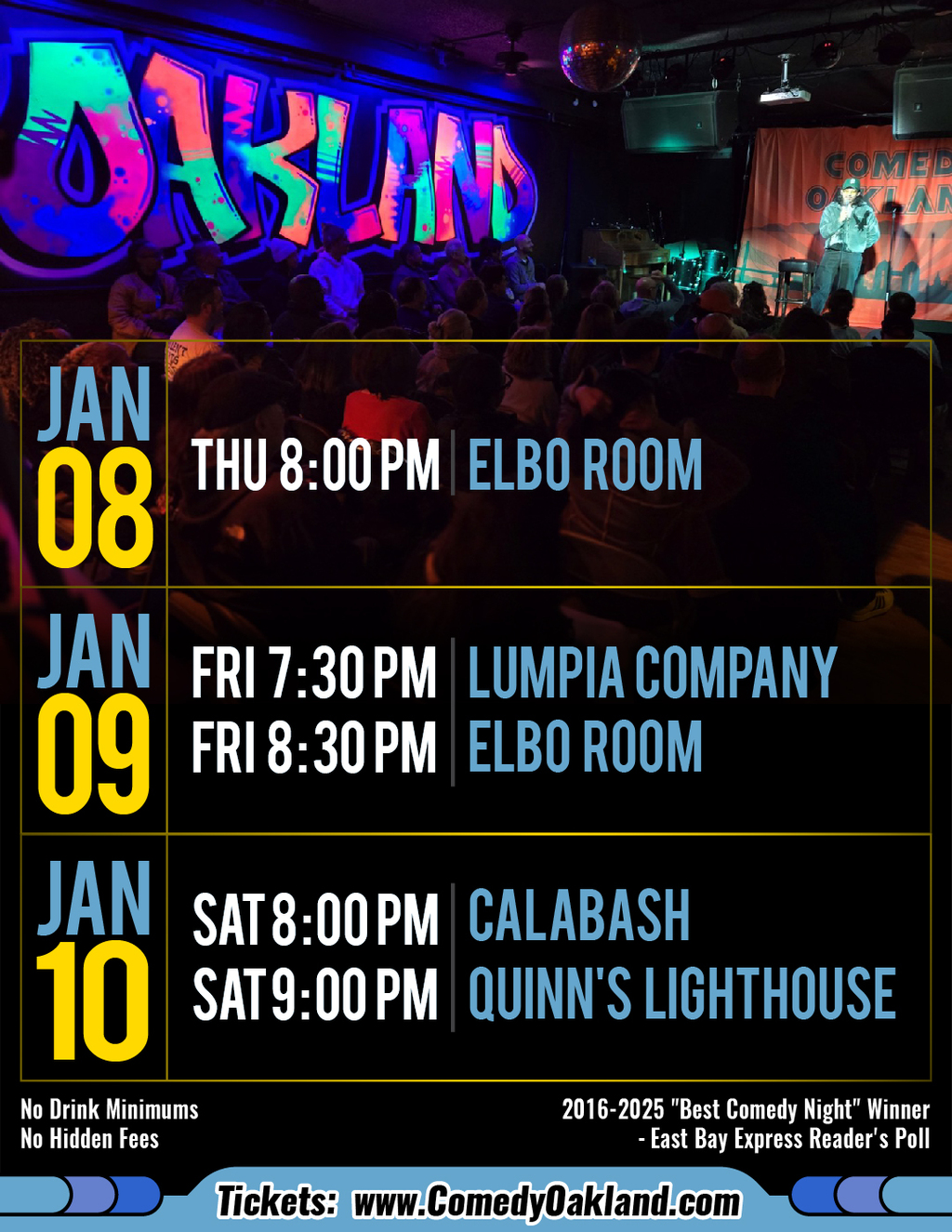 Comedy Oakland Elbo Room  Oakland   Comedy Event Schedule promotion flier on Digifli com