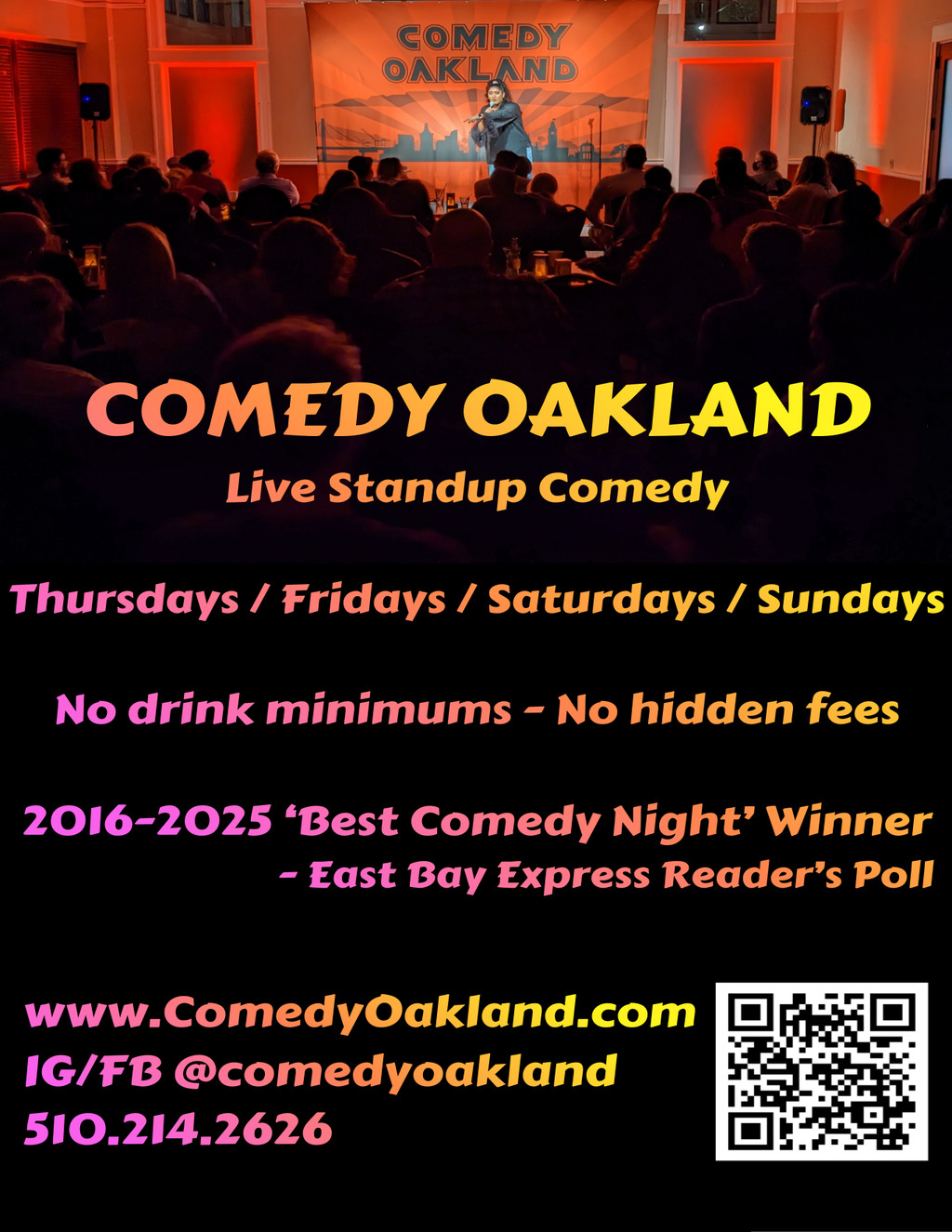 Comedy Oakland Comedy Oakland  Oakland  Live Standup Comedy Event promotion flier on Digifli com