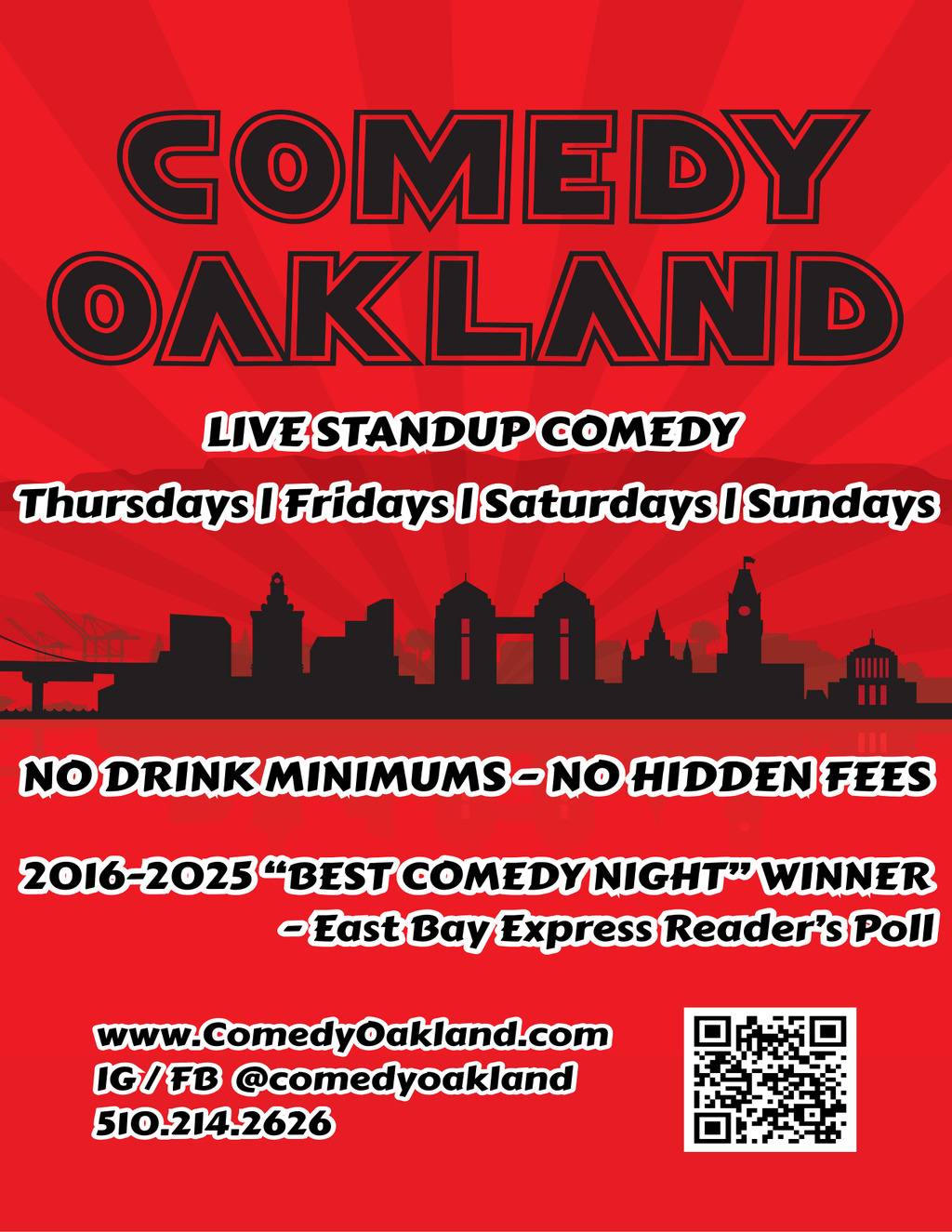Comedy Oakland Comedy Oakland  Oakland   Live Standup Comedy Event promotion flier on Digifli com