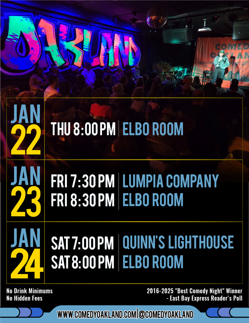 Comedy Oakland Elbo Room  Oakland  Comedy Event promotion flier on Digifli com