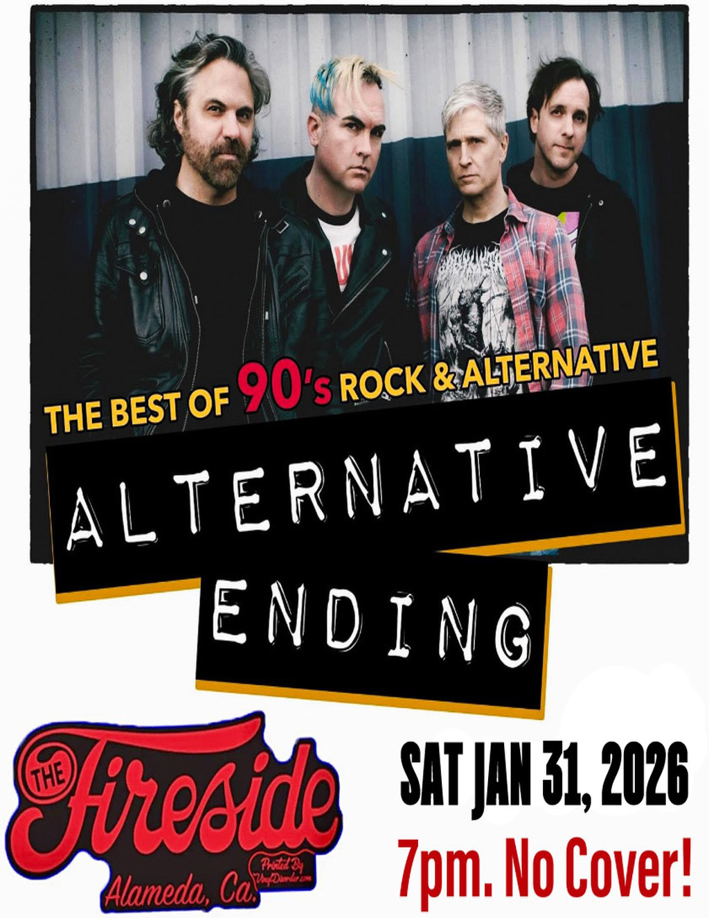 Fireside The Fireside  Alameda  90 s Rock   Alternative Event promotion flier on Digifli com