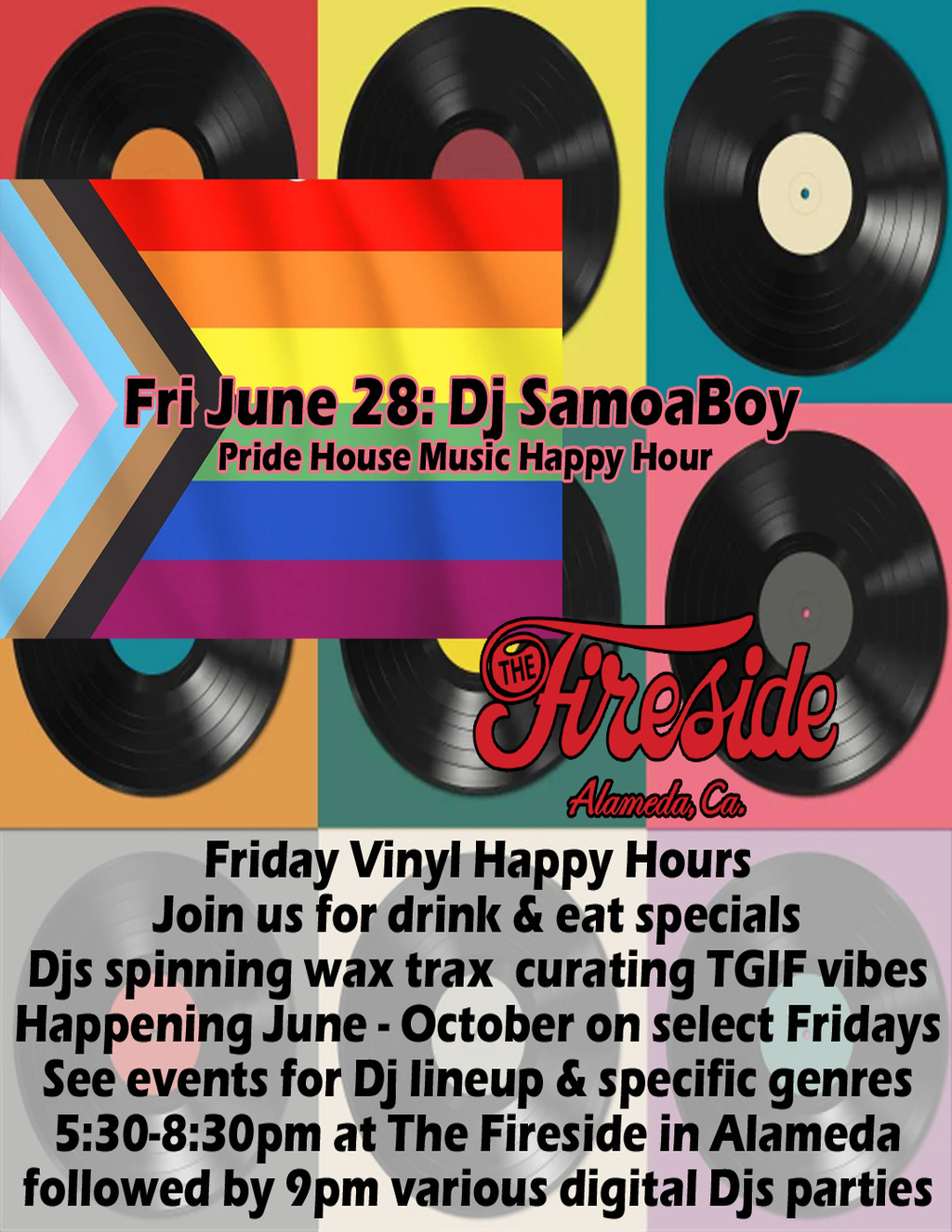 The Fireside Lounge Groove Into the Weekend  DJ SamoaBoy s Pride House Music Happy Hour  promotion flier on Digifli com