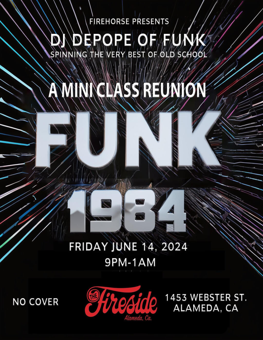 The Fireside Lounge Relive the Funk of  84  A Night of Old School Beats at The Fireside Lounge promotion flier on Digifli com