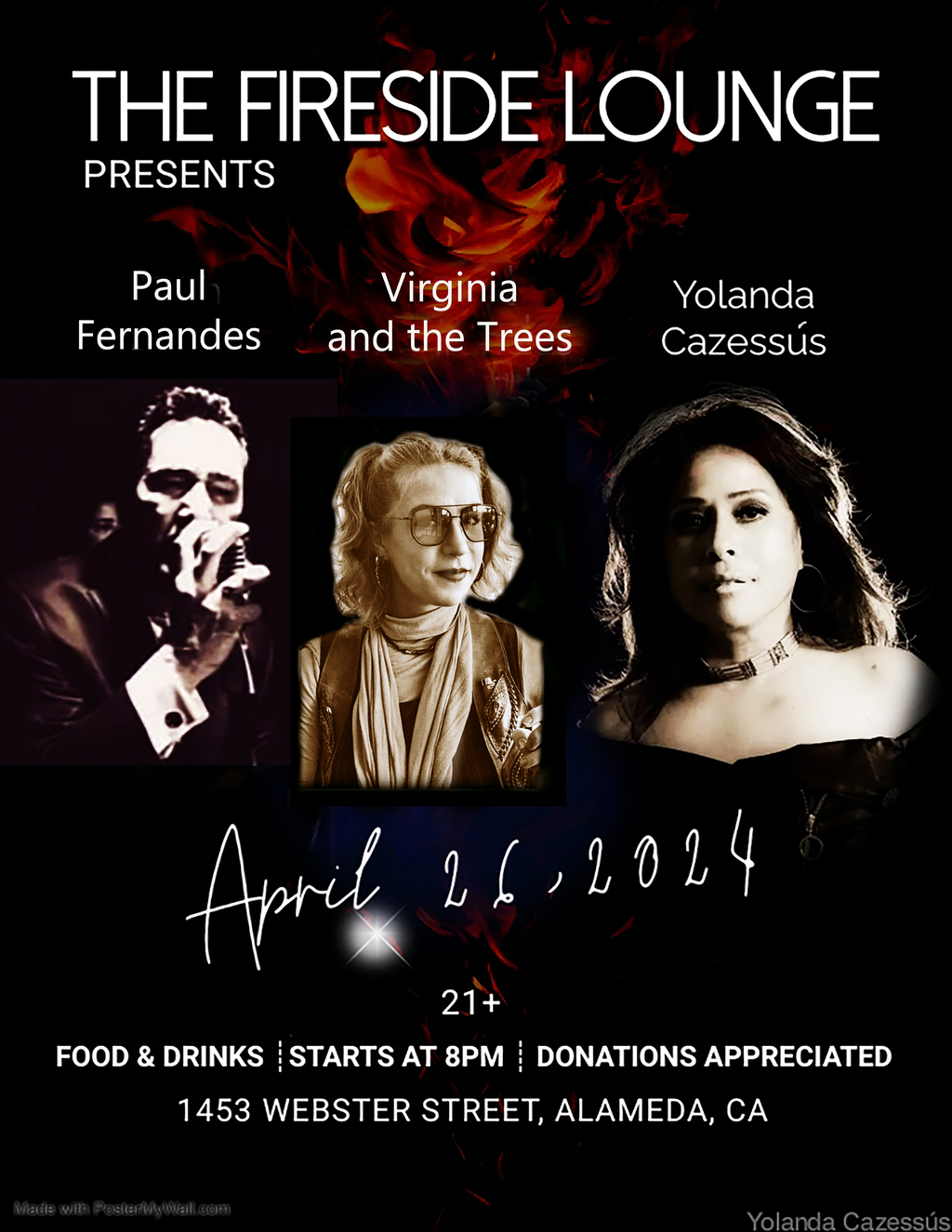 The Fireside Lounge Join Us at The Fireside Lounge for a Night of Live Music with Yolanda Fernandes and the Trees promotion flier on Digifli com