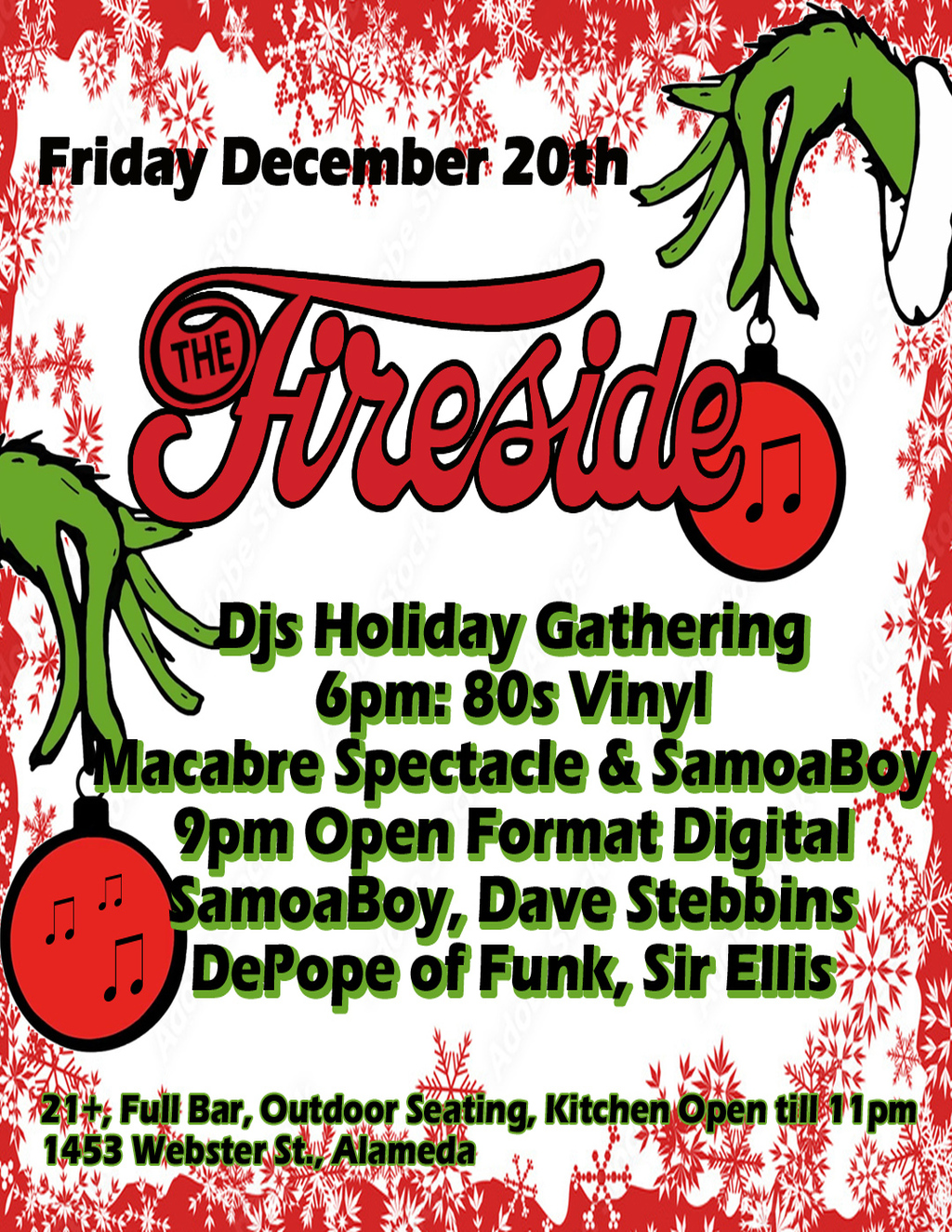 The Fireside Lounge Celebrate the Season with a Vibe at The Fireside  Alameda  promotion flier on Digifli com