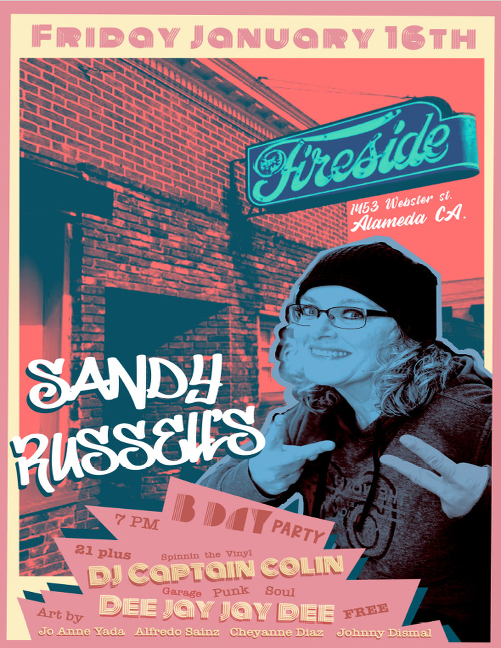Fireside Fireside Lounge  Alameda  Sandy Russell s Birthday Party promotion flier on Digifli com